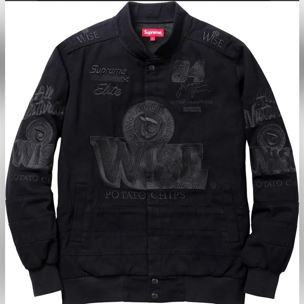 Supreme Wise potato chip racing varsity jacket